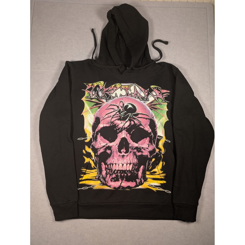 Trinx Graphic Hoodie Men XL Black Skull Spider Streetwear Pullover Excellent